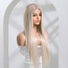 ALAN EATON Długie syntetyczne proste Ombre Ash Platinum Blonde koronkowe peruki z przodu dla kobiet na imprezę Cosplay włosy o wysokiej gęstości odporne na ciepło