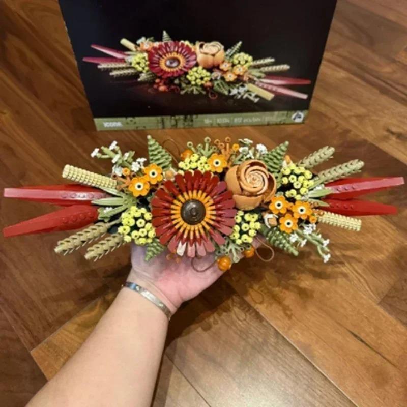 DIY Building Set for Adults, MOC Dried Flowers Bricks for Home Decor, Unique Botanical Collection Gift