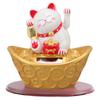 Solar Energy Lucky Cat Ornament Solar Wealth Welcome Waving Hand Fortune Cat Statue for Home Car