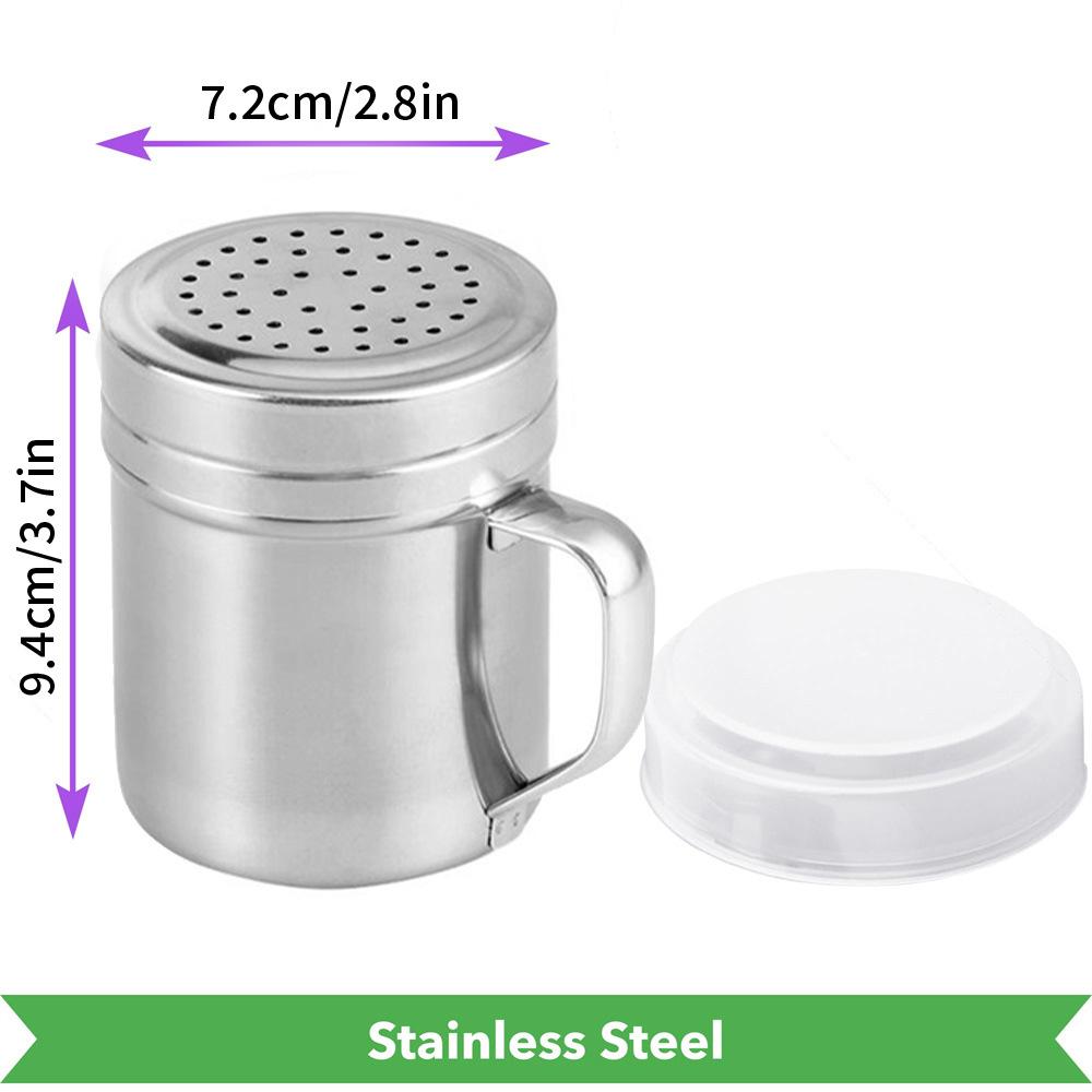 

Stainless Steel Shaker Powdered Sugar Shaker Duster with Handle Metal Shakers Fine Mesh Pepper Shakers Salt and Pepper Shakers