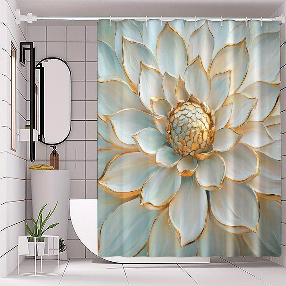 

1Pc Blooming Stamen Digital Printing Polyester Waterproof Shower Curtain Punch-Free Partition Bathroom Curtain W60H190(CM)-1 Pcs