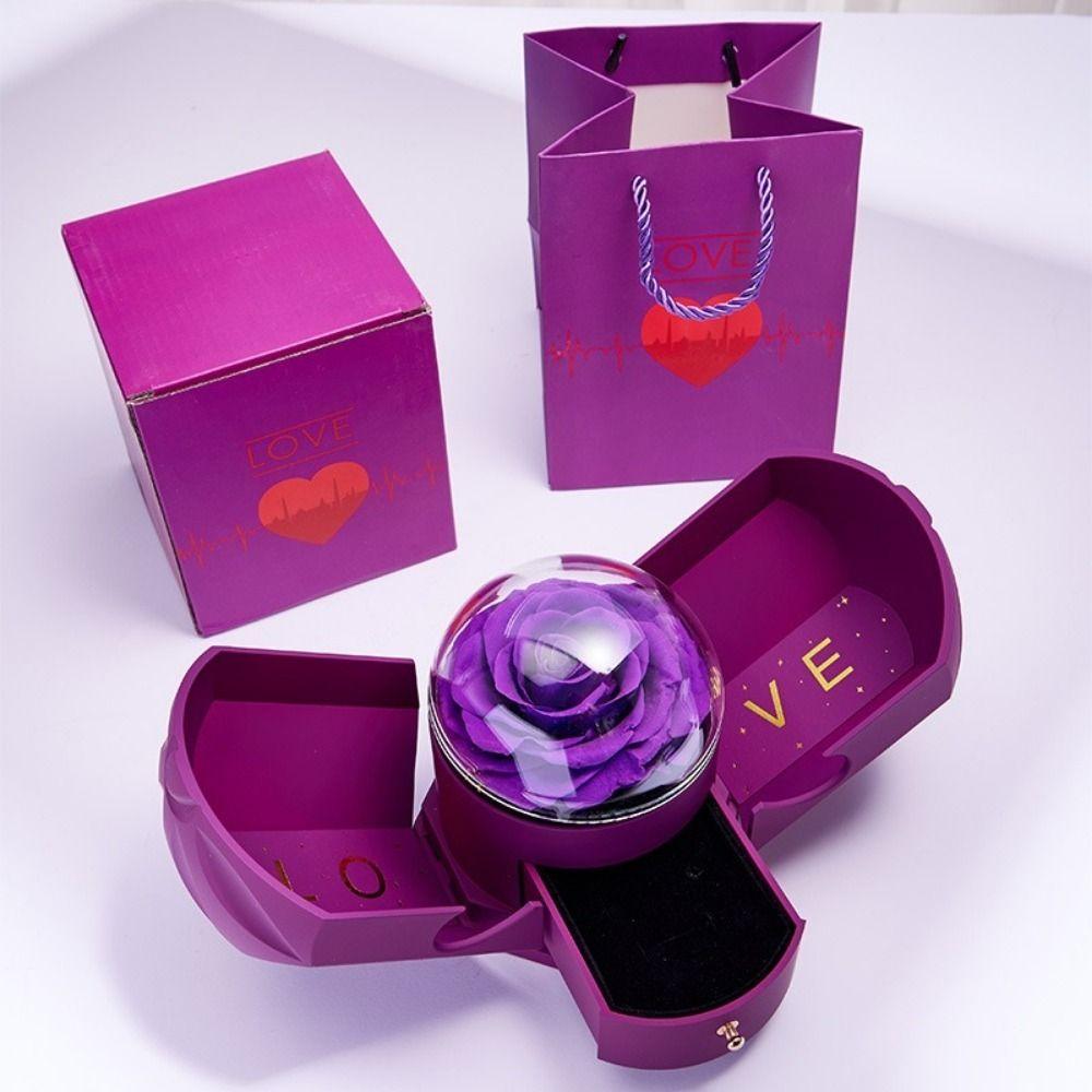 Decorative Rose Drawer Packaging Box Romantic Dried Flowers Necklace Box  Anniversary Present