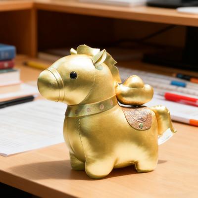 Pequena Pelúcia Mascote Cavalo do Zodíaco Boneca Cavalo Dourado de Pelúcia Estátua Bênção Lembrança Presente para Ano Novo Chinês Festival da Primavera Casa Escritório Loja