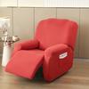 Solid Color Recliner Slipcover 4 Pieces Soft Armchair Cover with Pocket Anti Slip Washable Single Seat Sofa Couch Cover