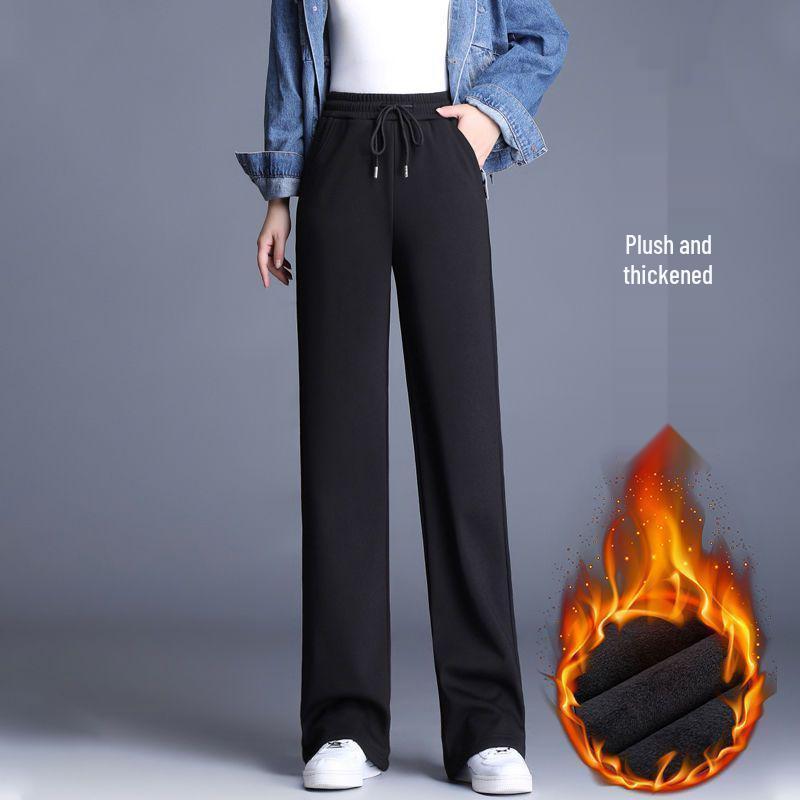 Női gyapjúbéléssel ellátott tiszta pamut melegítőnadrág: Ősz/Tél, Molett, Magas derék, Rugalmas, Laza szabású, Karcsúsító, Széles szárú, Egyenes szárú.