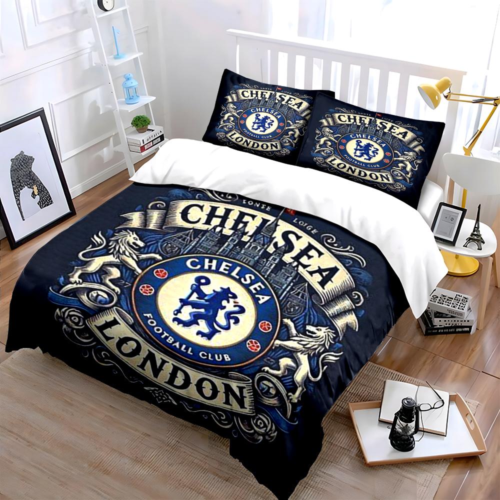 Chelsea Football Club Povlečení Sada Povlečení Potah na peřinu Sada potahů na peřinu Povlaky na polštáře Domácí dekorace (1 * Povlak na peřinu 2 * Povlaky na polštář, bez náplně do peřiny)