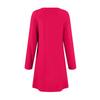 Women's Fashion Casual Color Round Neck Long Sleeve Short Side Pocket Dress
