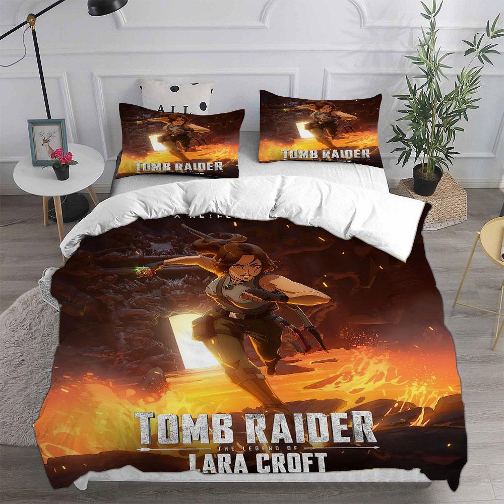 Tomb Raider The Legend Of Lara Croft Season 1 Bedding Sets Bed Cover Comforter Duvet Cover Pillow Case 2-3 Pieces Sets