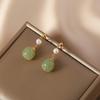 Hetian jade pearl high-end earrings Light luxury niche design vintage solid color jewelry earrings