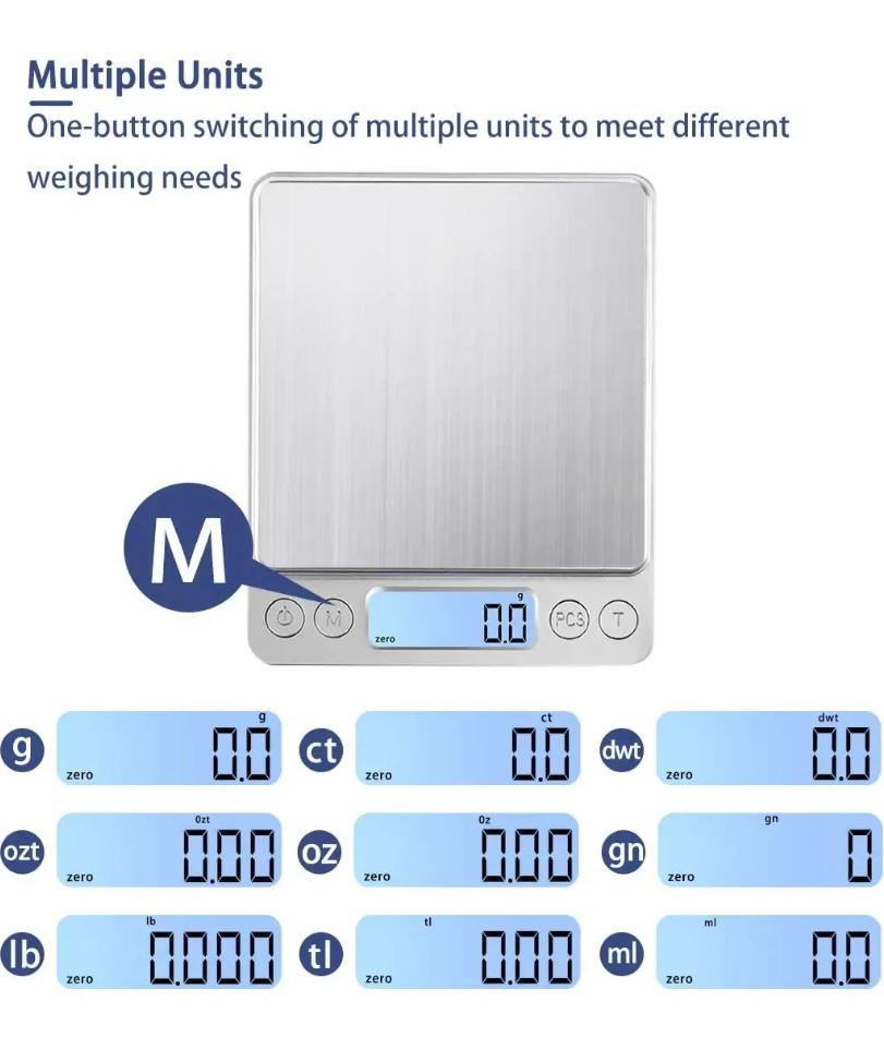 Digital Kitchen Scale 500g/ 0.01g Small Jewelry Scale Food Scales Digital Weight Gram and Oz Digital Gram Scale with LCD/ Tare