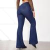 Ladies Fashion Breasted High-Waisted Jeans Ladies Slim Temperament Bell-Bottom Trousers Trousers