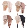 Thickened Ear Protective Hat Solid Color Women Plush Hat Fashion Winter Pilot Hat  Student