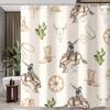 Western Cowboy Shower Curtain, Wild West Cowboy Ride Horse Cactus Bath Curtains, Farmhouse Country American West Theme Bathroom