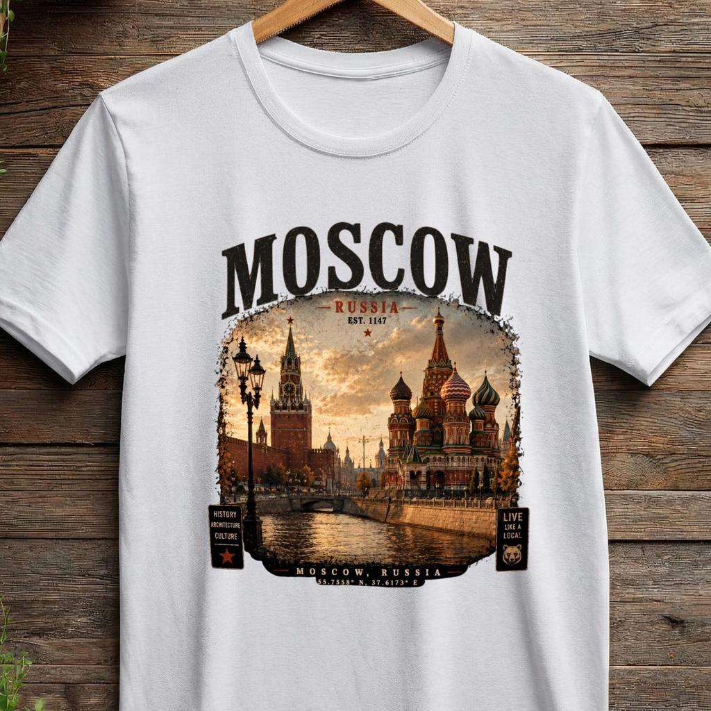 Moscow Skyline Illustration T-Shirt St. Basil's Cathedral Travel Tee, Moscow Shirt, Moscow T-Shirt, Moscow Fee, Russia Shirt, Russia T-Shirt