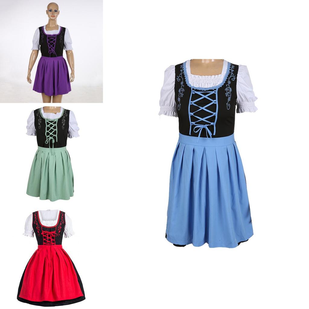 Charming German Dress Bavarian Dirndl Costume With Elegant Apron Decoration