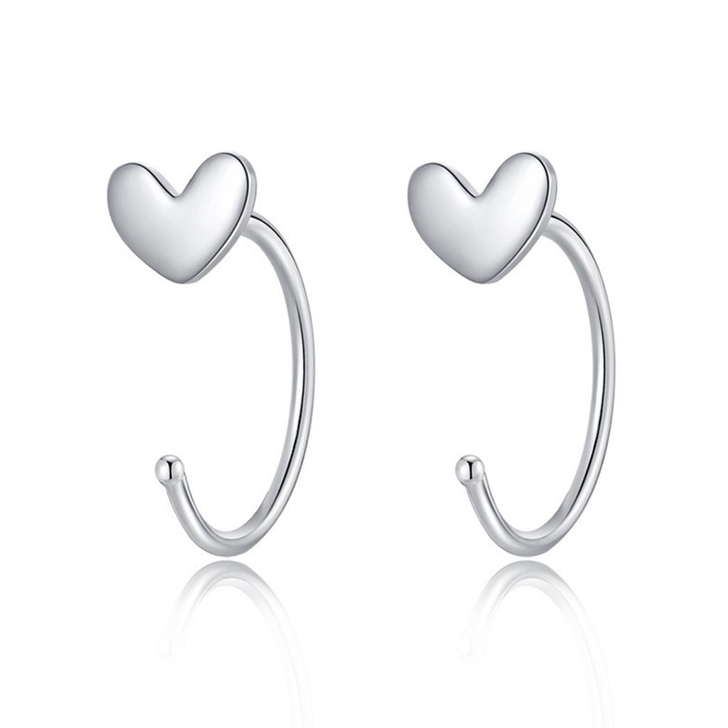 1Pair Butterfly Heart Star Round Shape Ear Clip Silver Color Hoop Earrings For Women Girls Opening Hoops Earring Jewelry
