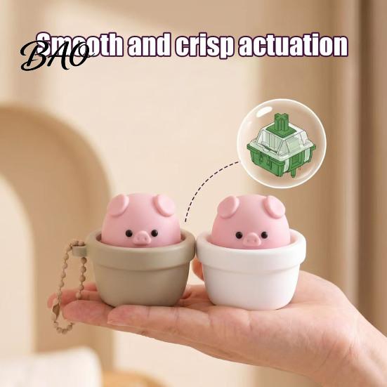 Pig Clicker Toy Potted with Bead Chain, Clicky Button Fidget Decompression for Stress Relief, Finger Backpacks School Bags Decor Portable Reliever