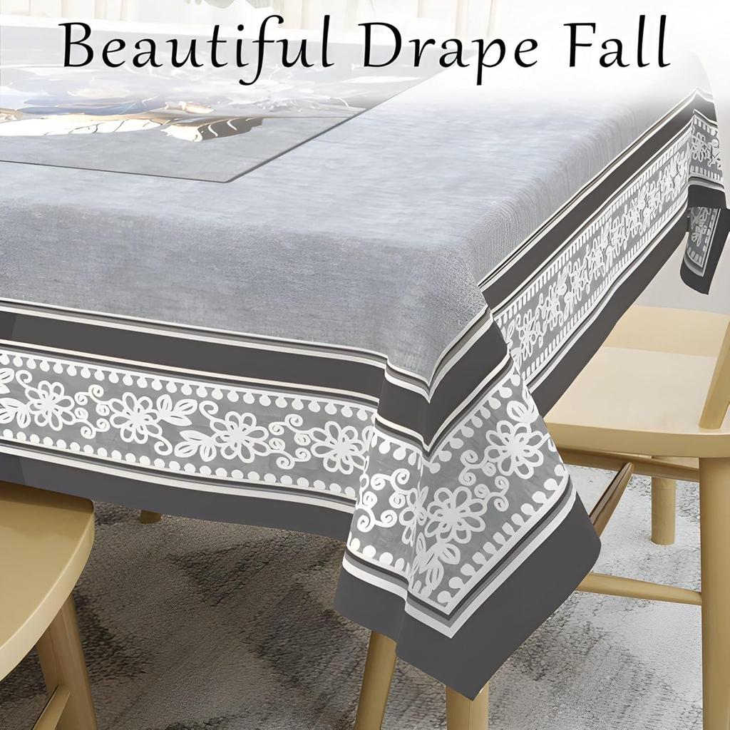 Velvet Floral Centre Table Cover Cloth, Table Cloth with Stunning Gold Foil Design for Living Room (40x60 Inch, Black)