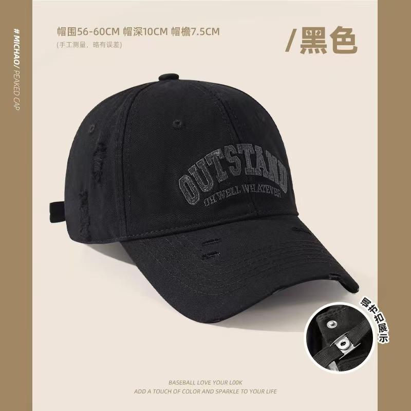 

American retro distressed letter embroidered baseball cap for women, versatile for summer, suitable for large head sizes, makes the face look M（54—60cm）