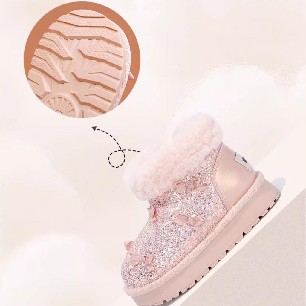 Winter Girls' Warm Snow Boots Children's Crystal Short Boots Fleece-lined Thickened Lightweight Cotton Shoes