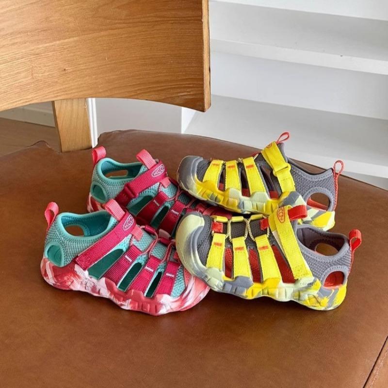 Kids Colorful Closed Toe Sandals Summer Outdoor Beach Shoes Non-Slip Hiking Wading Sandals for Boys Girls