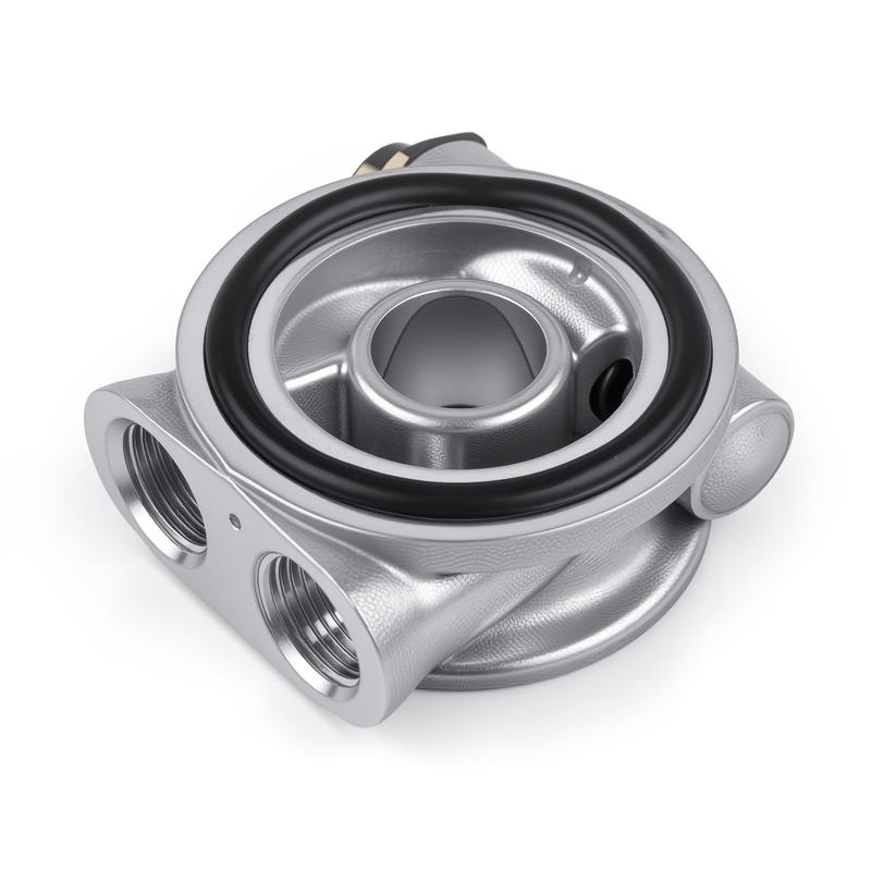 Silver Oil Sandwich Adapter Oil Sandwich Plate with Thermostat 3/4-16 UNF Adapter AN8 AN10 Fittings for choose