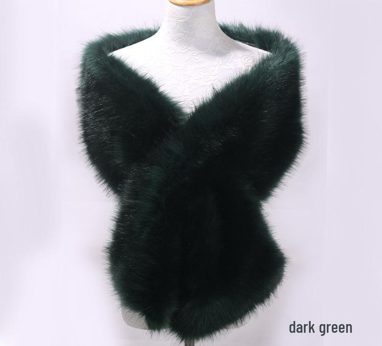 Women's Faux Fox Fur Shawl Cloak: Thick Autumn/Winter Bridal Evening Scarf and Neck Warmer