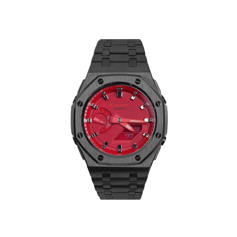 Casio Unisex Liquid Crystal,Analog Dual Display Series Red Watch GA-2100-4A(Watch1--)