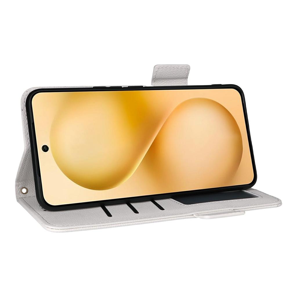 For Vivo V60 5G Case with Wrist Strap Litchi Texture PU Leather Wallet Phone Cover
