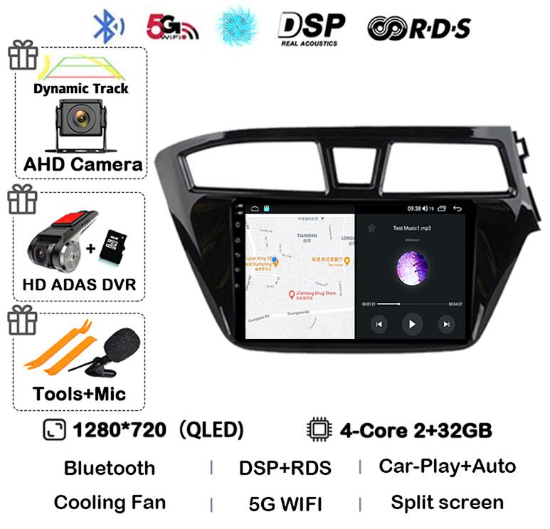 Android 14 Carplay Auto WIFI+4G For Hyundai I20 RHD 2015 2016 2017 2018 Car Radio Multimedia Player Stereo Head Unit 2din Audio