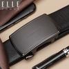 ELLE HOMME Men's Belt, Business Fashion Automatic Buckle Waistband, Top-Grain Leather Trouser Belt for Men, Birthday Gift for Boyfriend