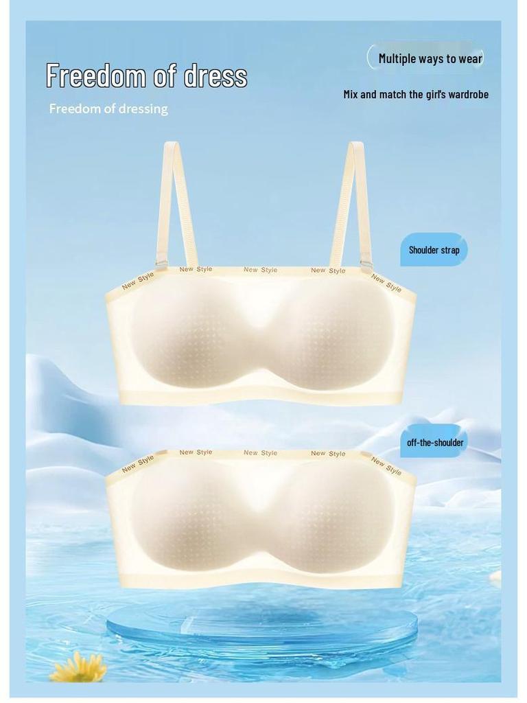 Summer Ice Breathable Strapless Anti-slip Lifting Bra with Thin Jelly Strip Cups
