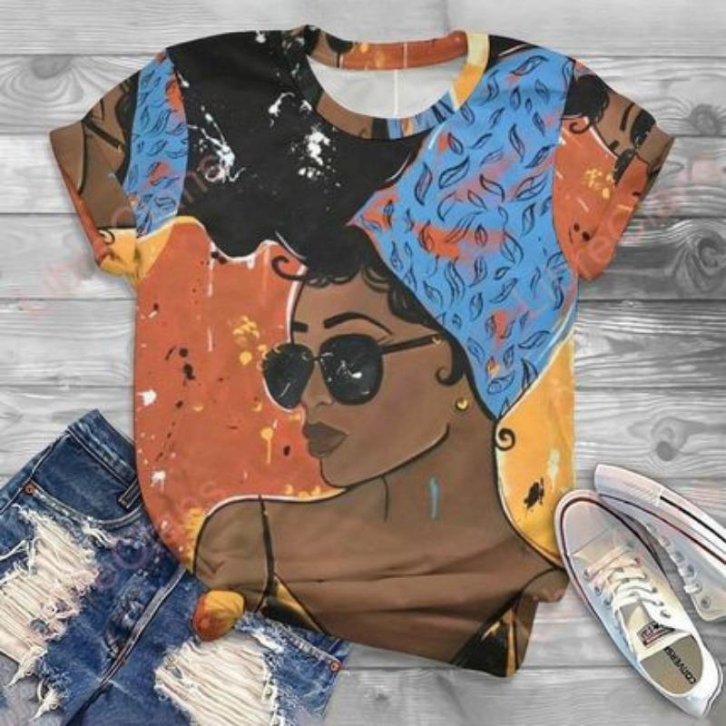 Summer New Women's Cartoon 3D Animal Digital Printed Short Sleeved T-shirt