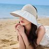 Women's Sun Visor Hat Summer Large Brim Fishing Cap with Bow UV Protection Half Open Top Beach Hat for Hiking Travel
