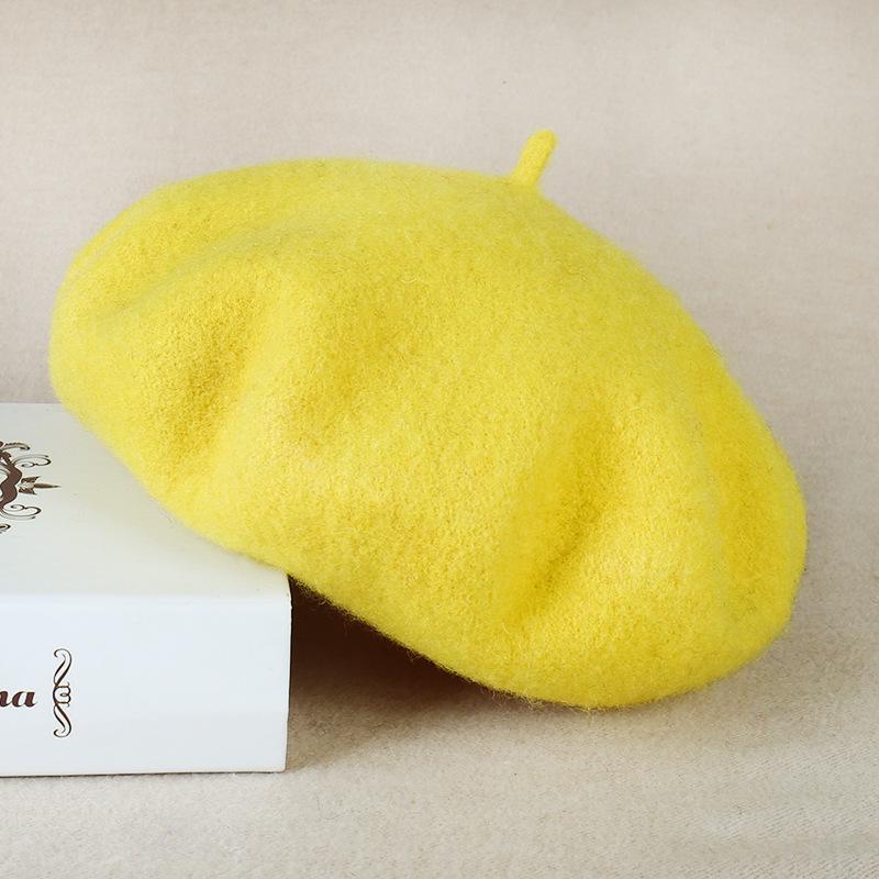 

Теплый берет художника в корейском стиле с грибком - Женская осенне-зимняя однотонная повседневная шляпа M (56-58cm)