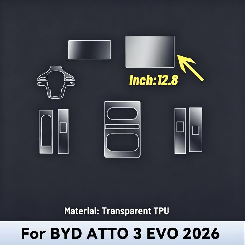 PPF Protection Film for BYD ATTO 3 EVO 2026 Matte Transparent TPU LCD GPS Navigation Gear Panel Center Console Car Accessories