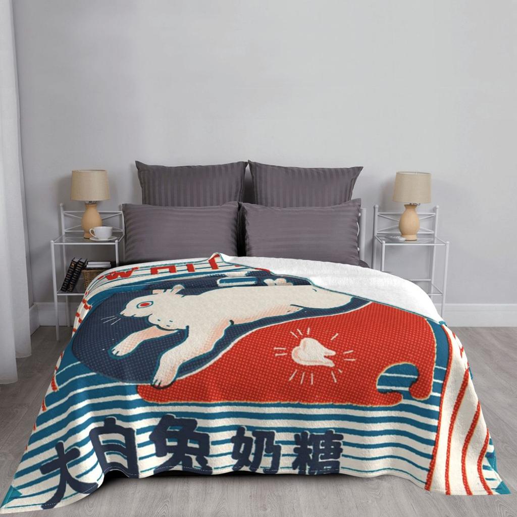 Weißer Kaninchen Süßigkeiten Decken Weiche Warme Flanell Überwurfdecke Tagesdecke für Bett Wohnzimmer Picknick Reisen Zuhause Sofa