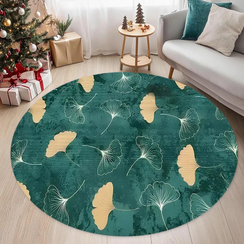 

Elegant Teal Area Floormat Gold Leaf Pattern Rug Great for Living Room Layout Children Home Chair Mat Mat Home Decoration 60cmx60cm