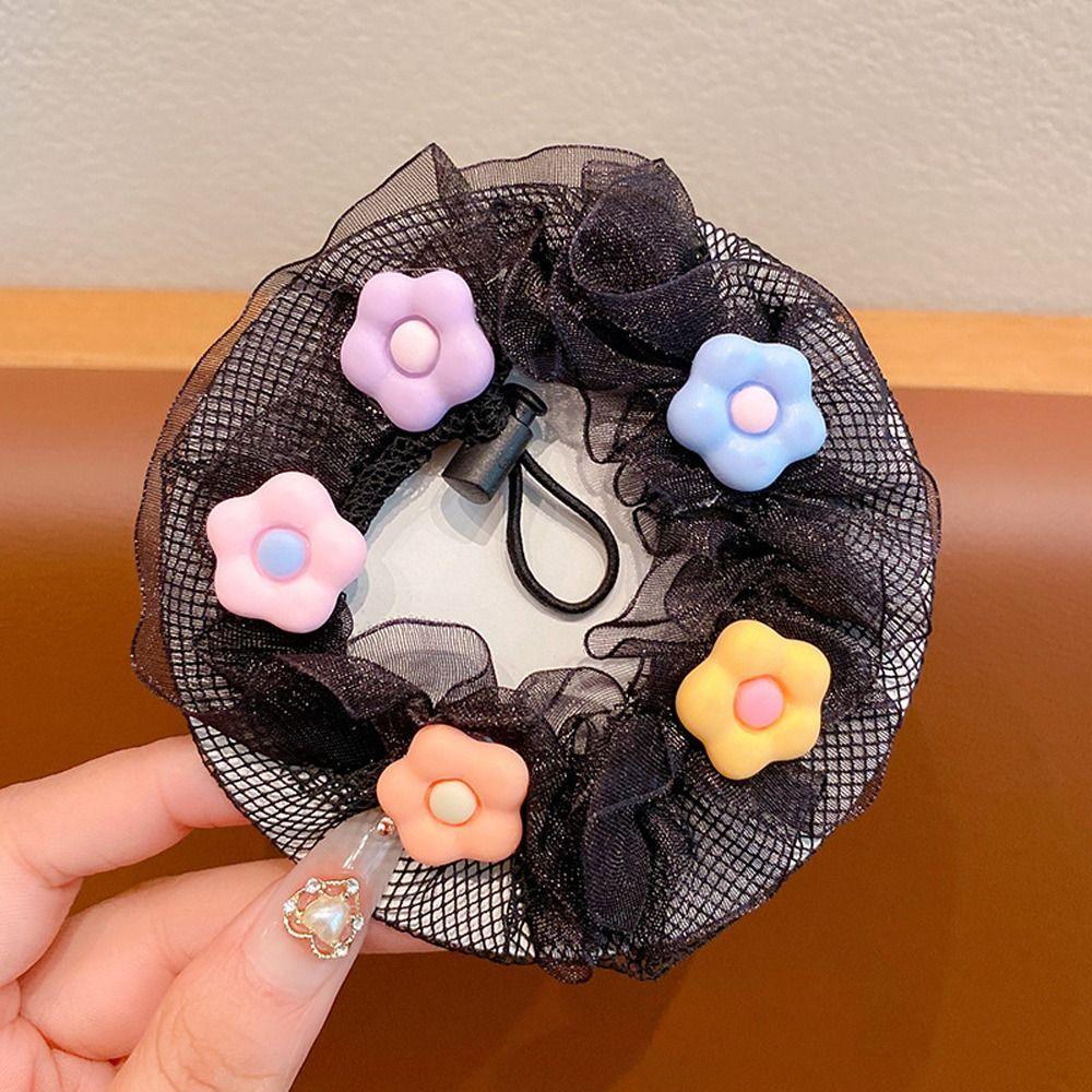 Korean Style Ballet Hair Net Flower Head Bands Girl Bun Cover Snood Elastic Hair Net Children