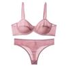 Doce cor conjunto de lingerie para as mulheres verão ultra fino push up sutiã conjunto francês sexy bralette tecido renda respirável sutiãs conjuntos tanga