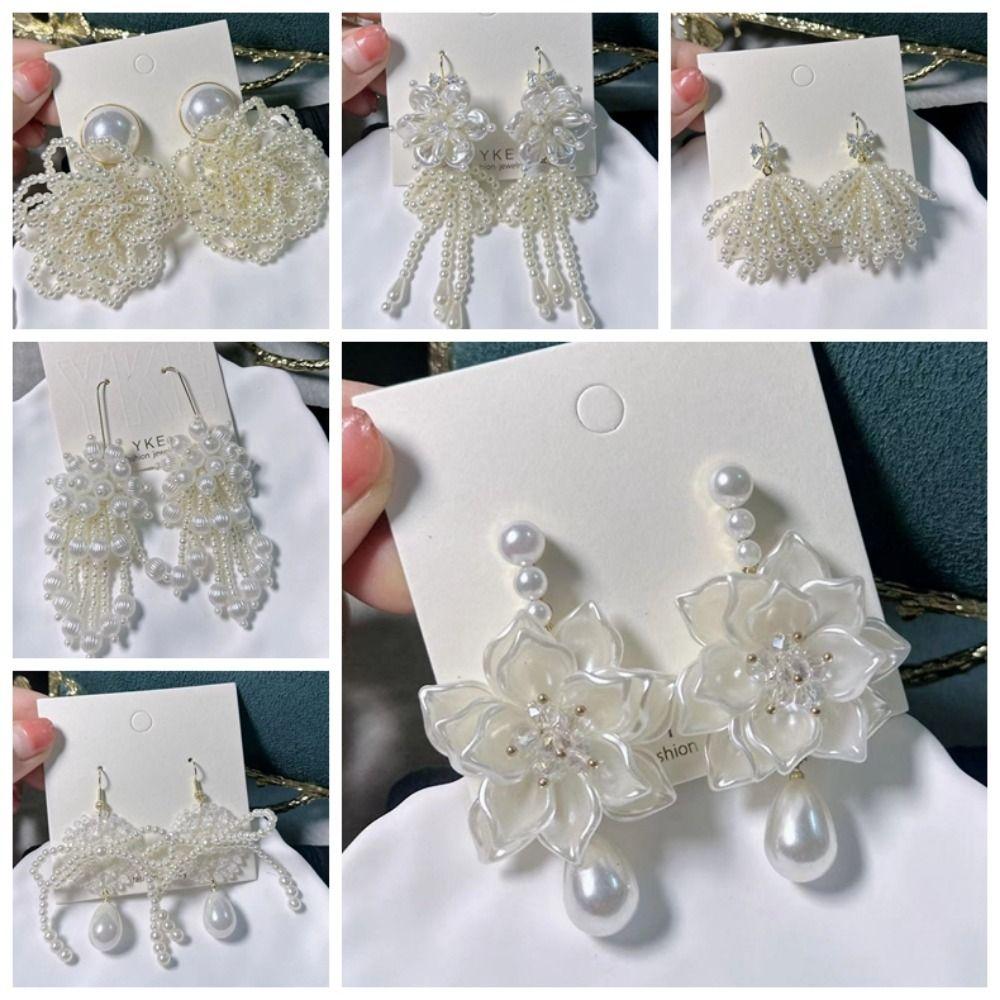Boucles d'Oreilles Perles Artificielles Perles Boucles d'Oreilles Femme Accessoires Fait Main Clous d'Oreille Perle Exagérés Boucles d'Oreilles Pendantes Perle Vacances