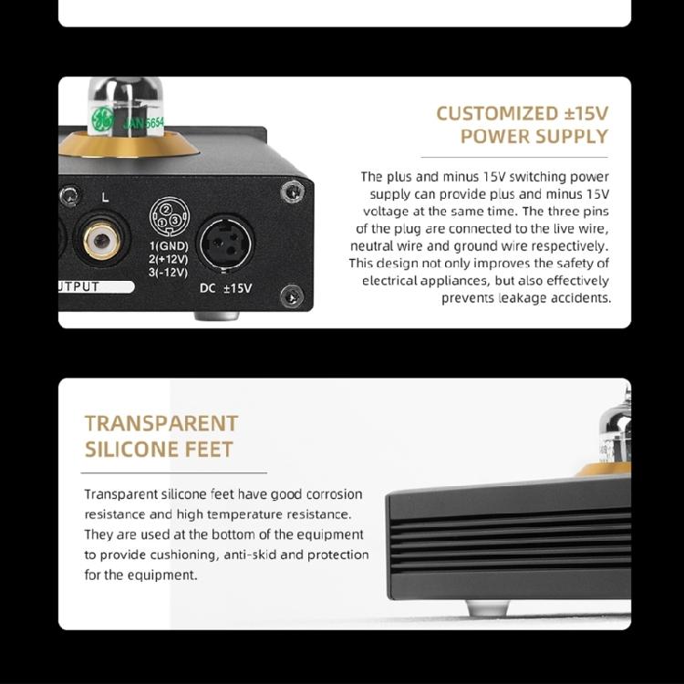 HiFi Stereoes Preamp Featuring Vacuum Tubes and Gold Plateds RCAs Connectors for Sound Quality