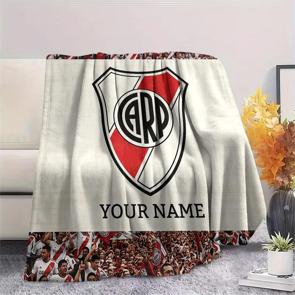 Custom Name River Plate Flannel Blanket, High quality Comfortable for All Seasons, Home Decor, Warmth and Comfort