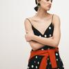 French retro polka dot dress women's summer sexy backless sleeveless spice girl umbrella pendulum long vacation neck suspender skirt