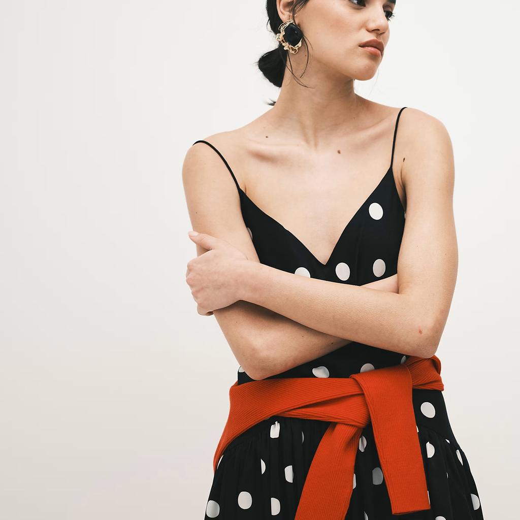 French retro polka dot dress women's summer sexy backless sleeveless spice girl umbrella pendulum long vacation neck suspender skirt