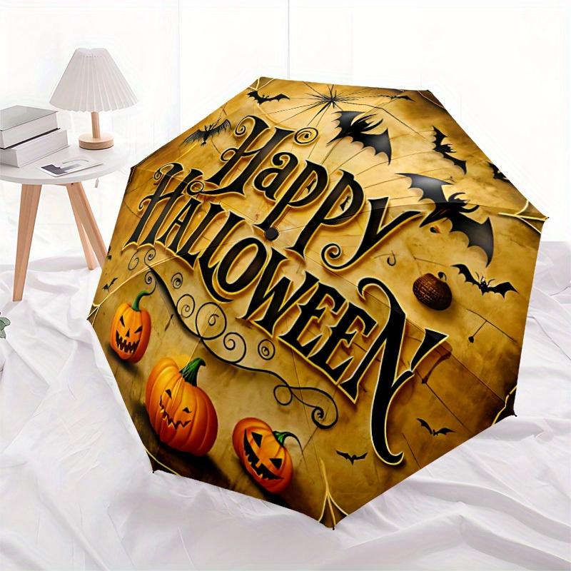 1pc Halloween Pumpkins Automatic Open/close Umbrella, 8-Rib sturdy structure, Portable Travel Umbrella, Parties, Everyday Use, Outdoor Acces