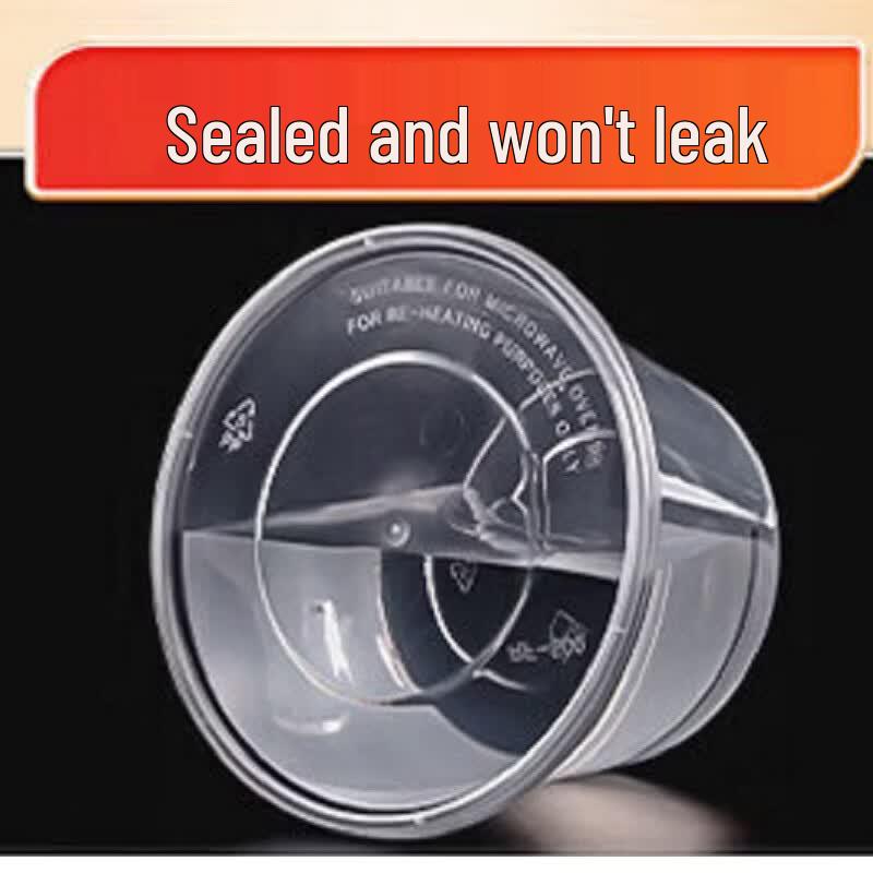 Jiexiangjia Disposable 1000ML Round Plastic Soup Bowls with Lids