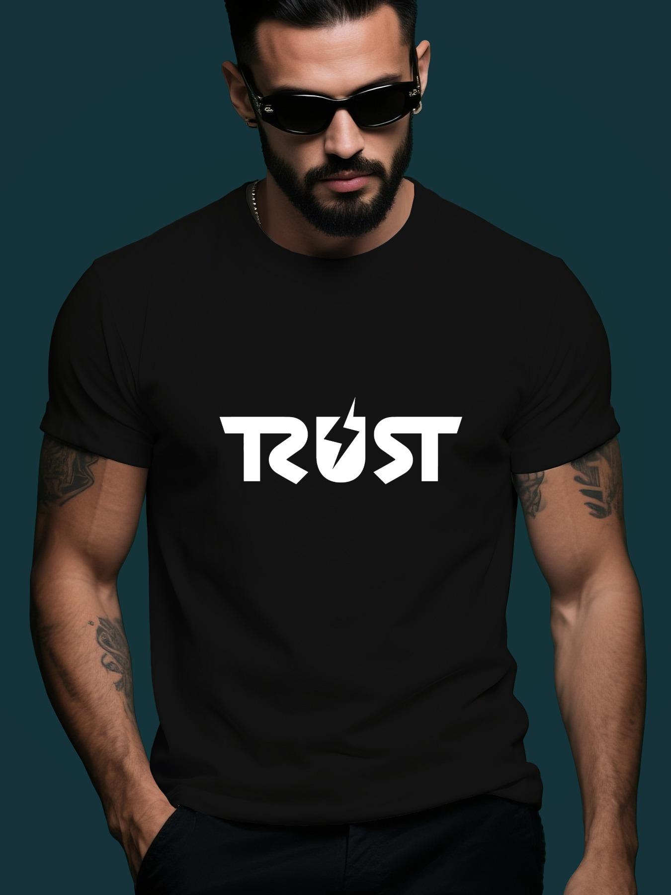 Light Blue TRUST Graphic Tshirt - Bold White Lettering XL