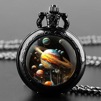 Planet World Design Dome Quartz Zakhorloge met Duurzame Ketting Arabische Cijfer Wijzerplaat voor Mannen Vrouwen Creatieve Cadeaus