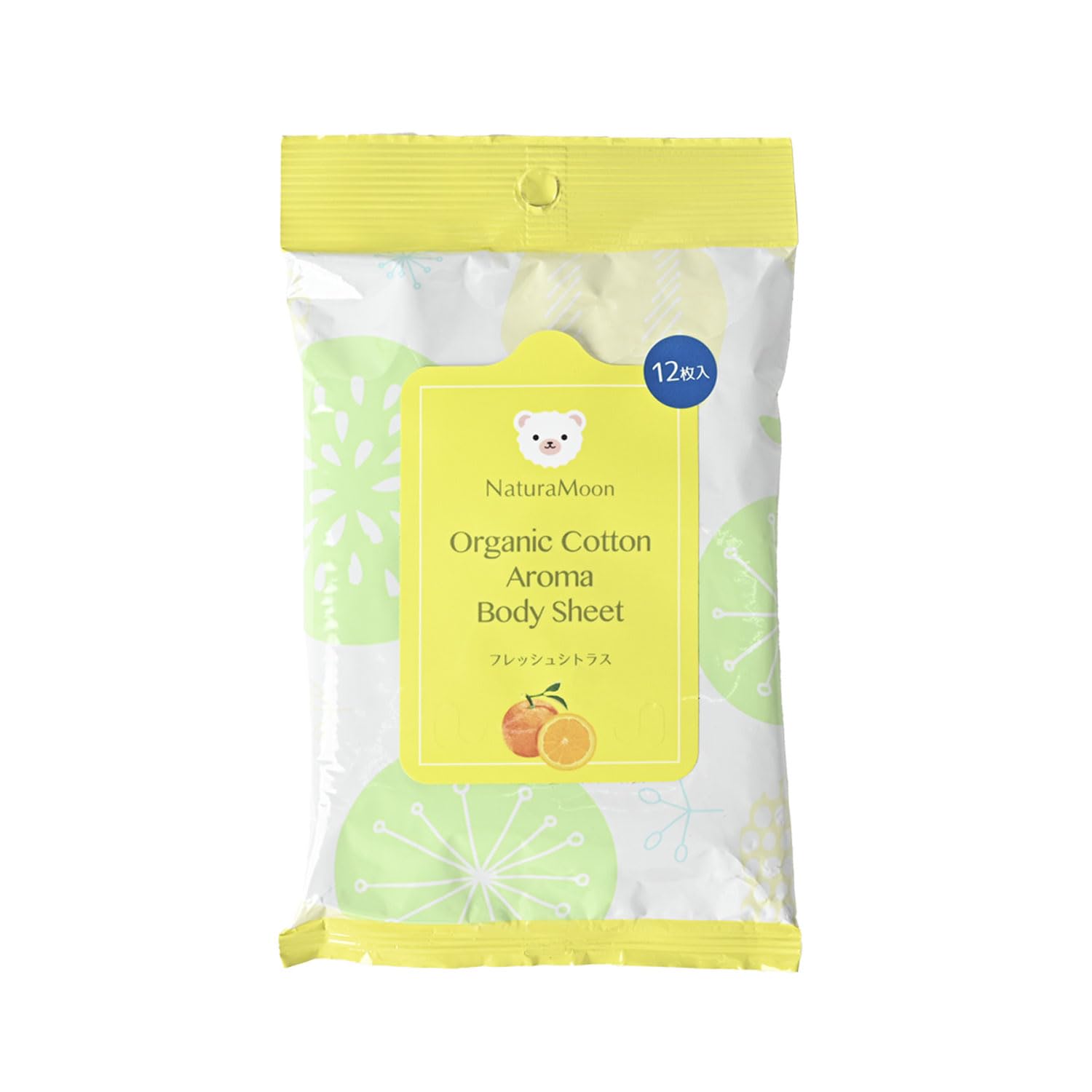 NaturaMoon Organic Cotton Aroma Body Fresh 12 sheets Sheets, Citrus,